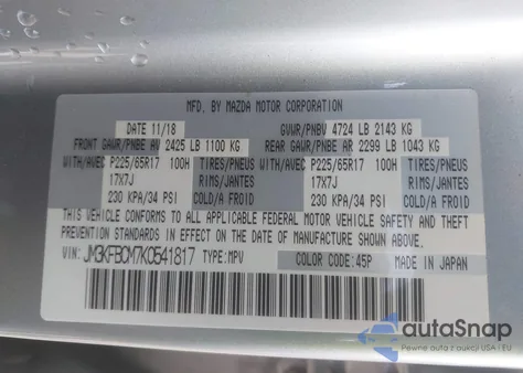 2019 Mazda Cx-5 Touring from USA, damaged, VIN JM3KFBCM7K0541817